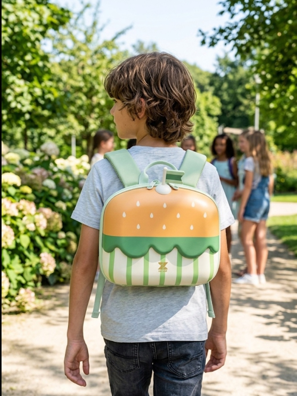 Kids Mint & Orange hamburger Backpack